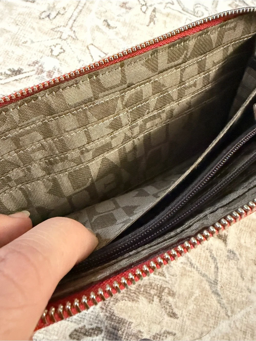 FURLA leather red/orange croc-Embossed Zip-around Wallet